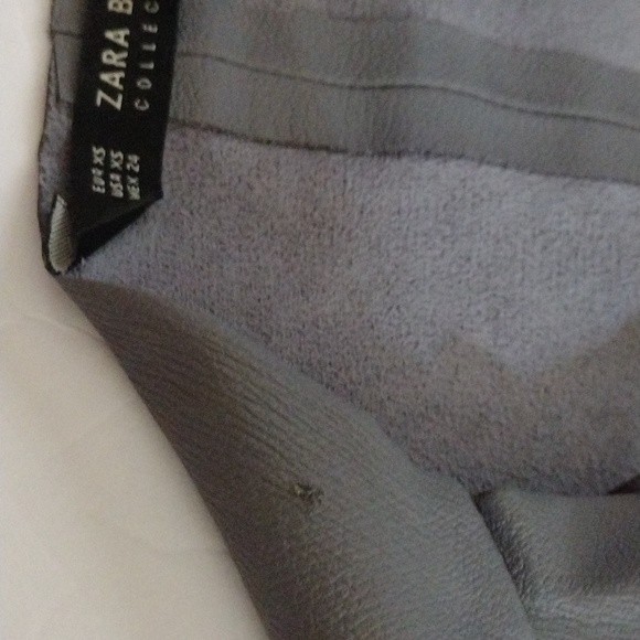 Zara Seamless Faux Leather Moto Jacket XS Waterfall Collar Open Front Light Gray - Picture 11 of 11